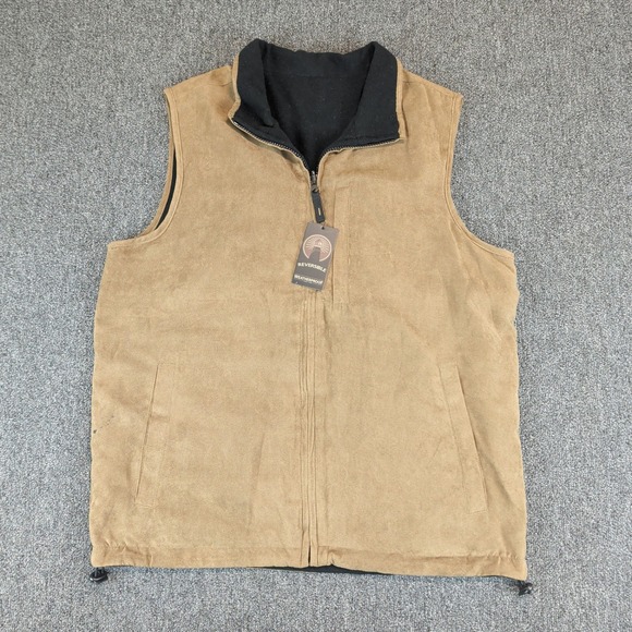 Weatherproof Gorpcore Reversible Vest Mens M Teakwood Tan Faux Suede Fleece NWT — photo 2